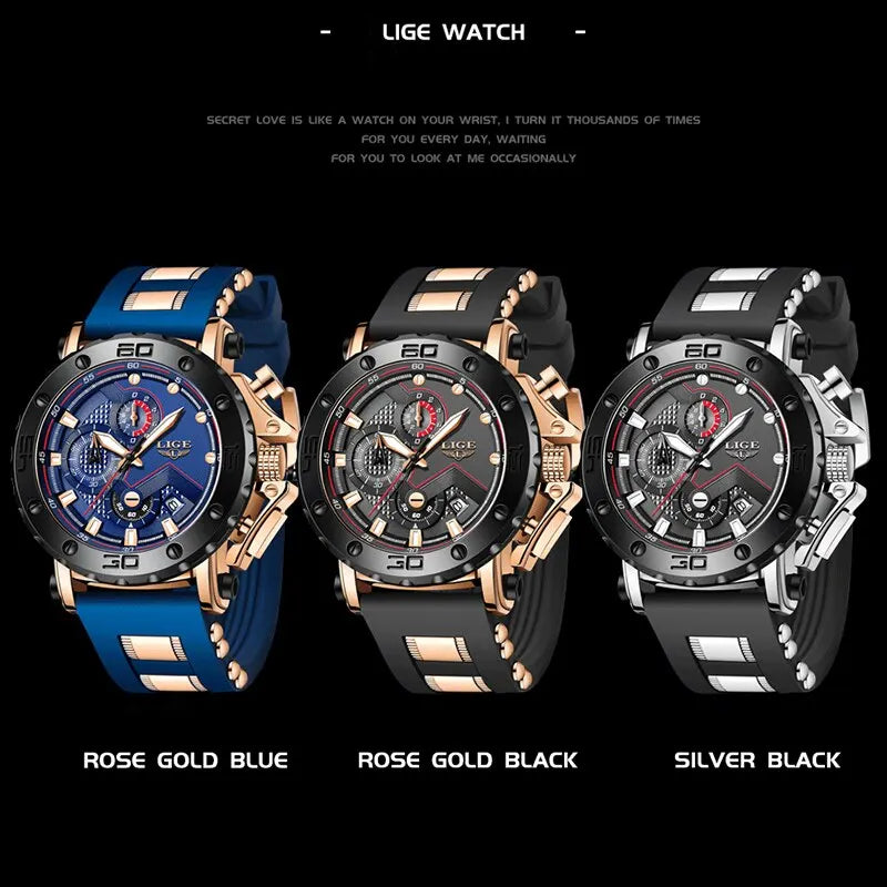 LIGE 2025 Luxury Men Watches Original Case Large Dial Watch Men Business Wristwatch Sports Watch for Men Clock Relogio Masculino