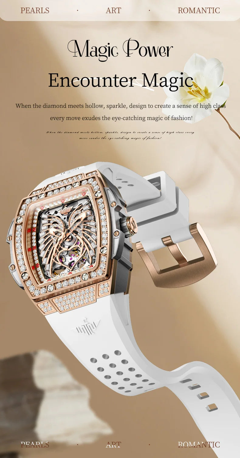 OUPINKE Watch 3225 Women Imported Movement Mechanical Watch Luxury Elegant Diamond Butterfly Skeleton Women Watch Gift Versatile