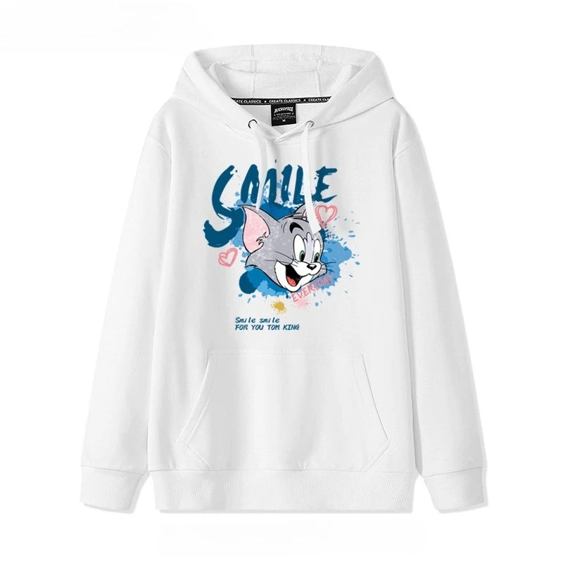 New hooded sweater for couples with Tom and Jerry print.