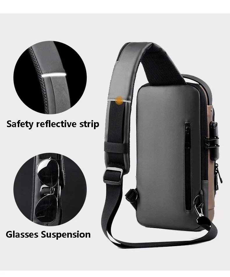 Desinger Multifunction Anti-theft USB Shoulder Crossbody Bag Travel Sling Pack.