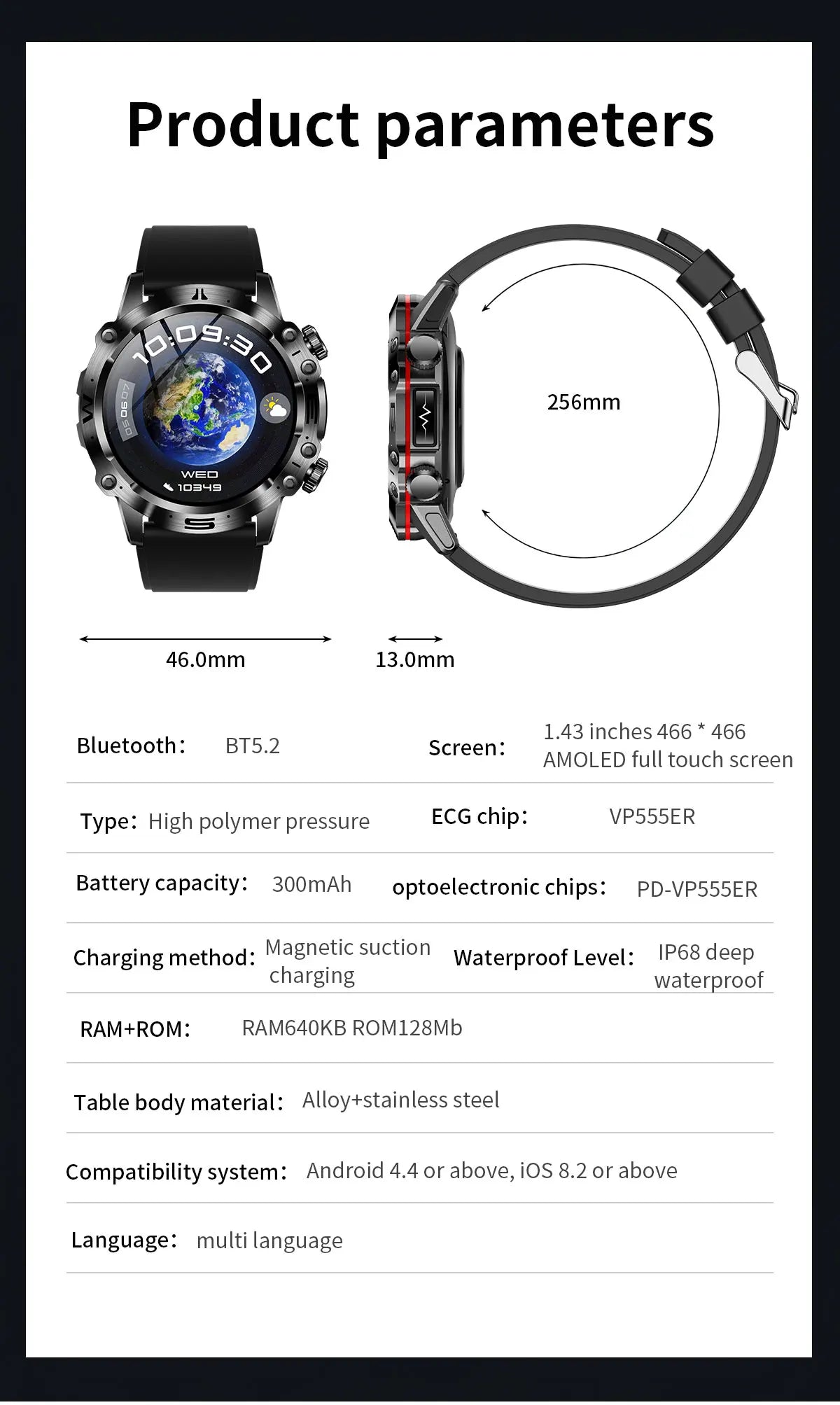 Smartwatch Masculino para Monitoramento de Lipídios Sanguíneos Saudáveis