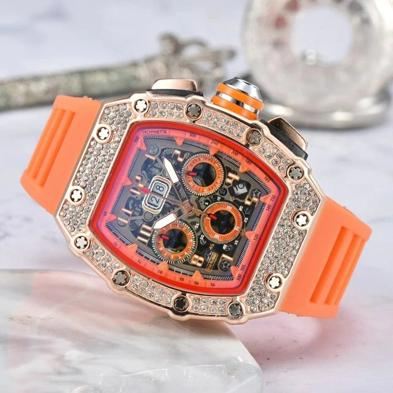 Relógio De Quartzo Fashion Multifuncional Com Movimento De Liga PU Strap Pequeno Três-Pontos HENGBOLONG Para Negócios