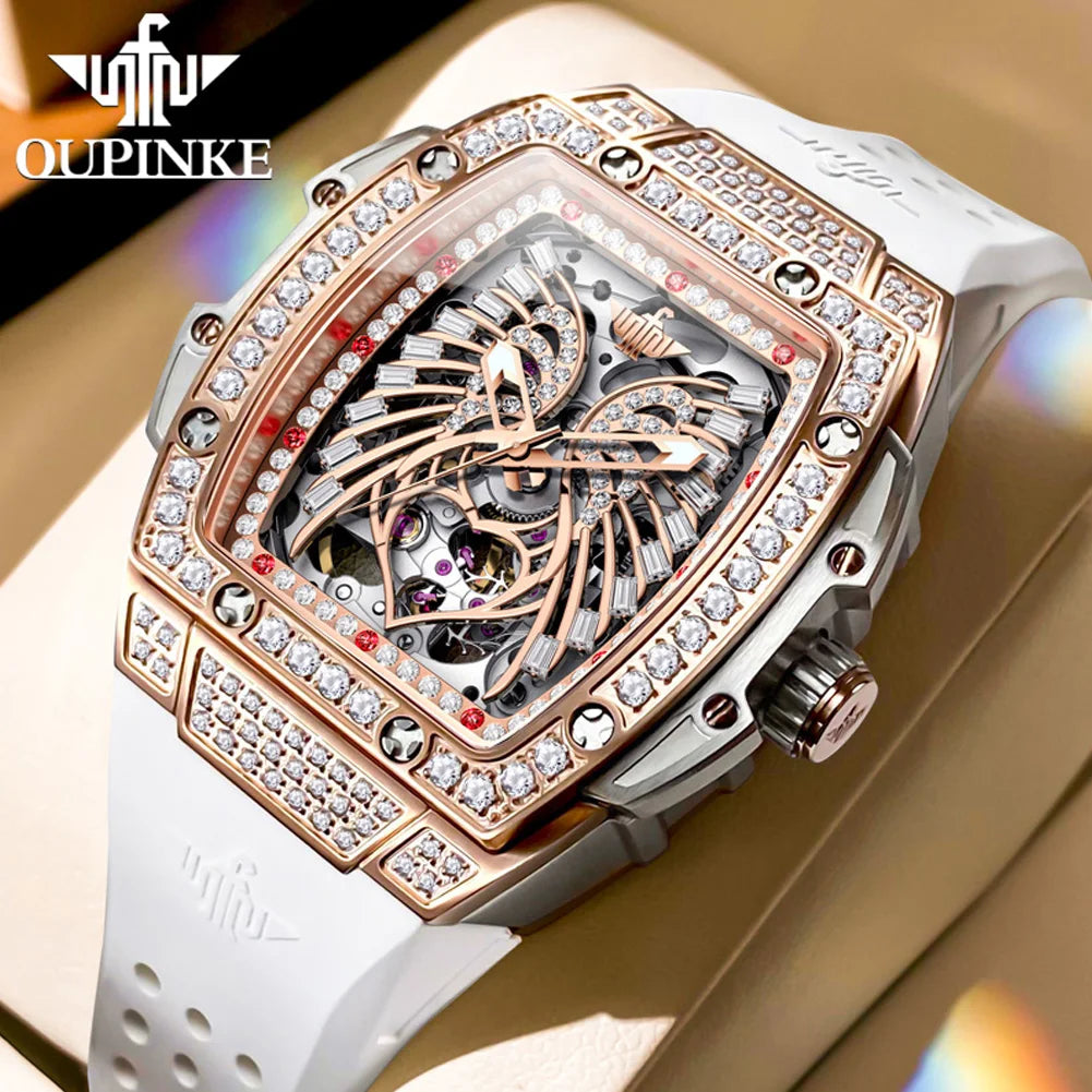 OUPINKE Watch 3225 Women Imported Movement Mechanical Watch Luxury Elegant Diamond Butterfly Skeleton Women Watch Gift Versatile