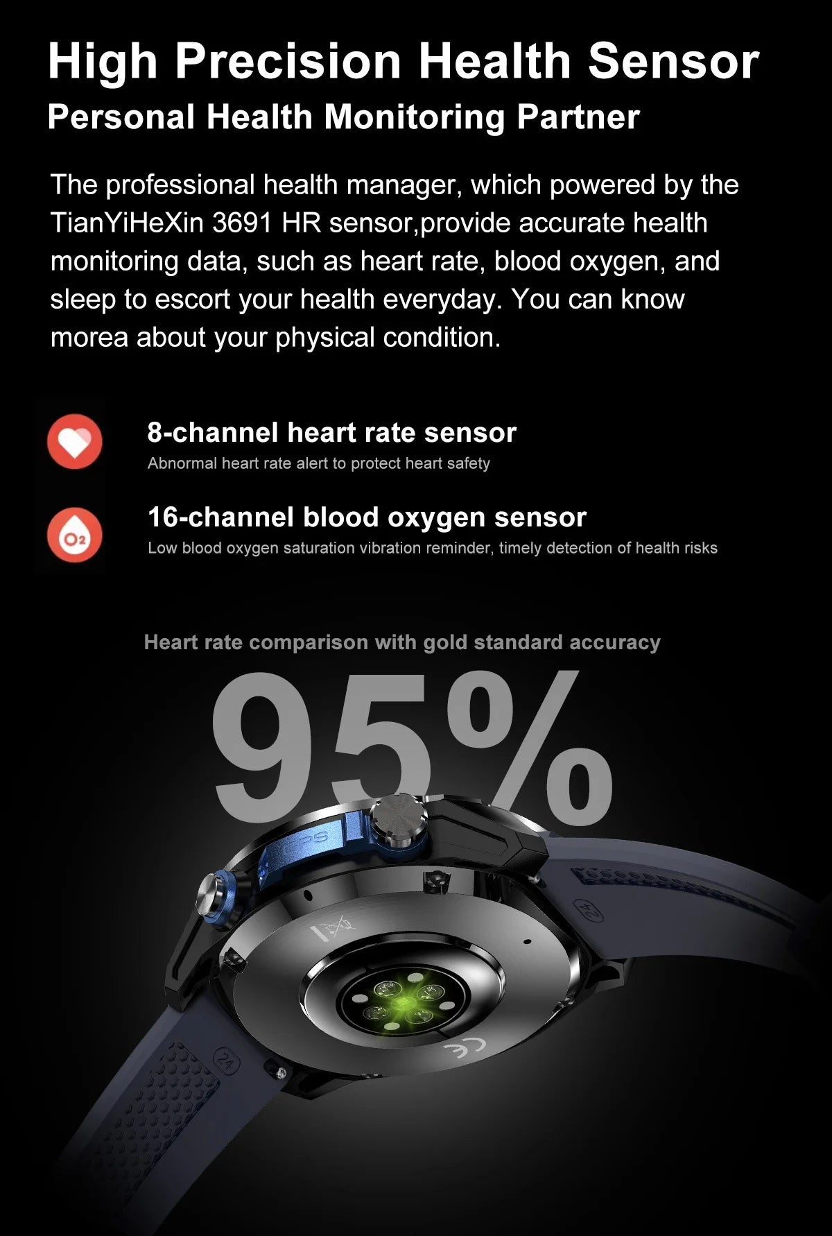 GPS Offline Map 1000mAh Battery Smart Watch Built in Swim 200+ Sports Clock 10ATM Waterproof 4GB Outdoors Military Watches