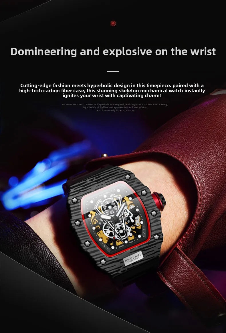 Fashion Design, Automatic Skeleton Sports Watch, Stylish Men's Mechanical Timepiece, Mechanical Watch for Men