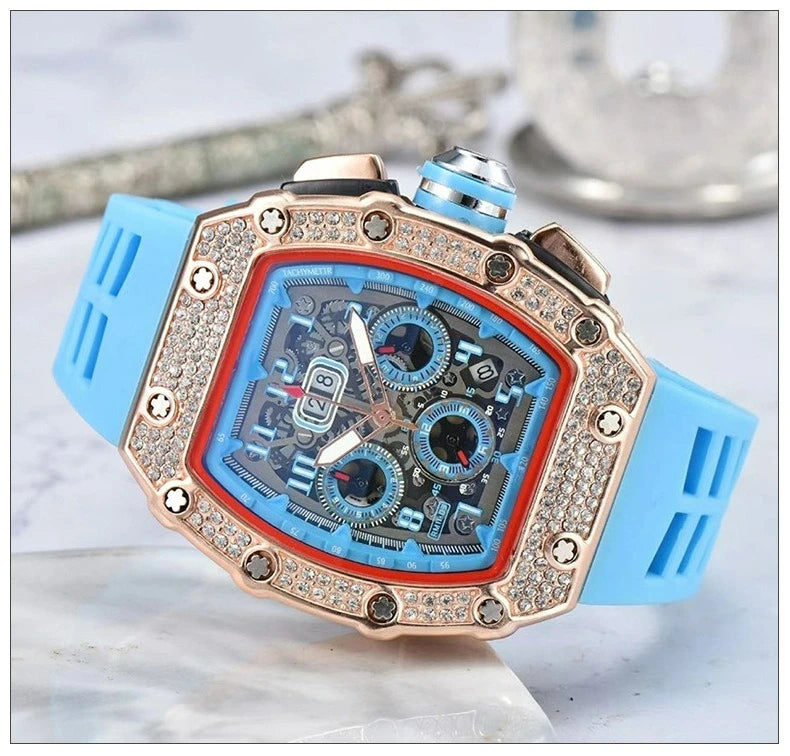 Relógio De Quartzo Fashion Multifuncional Com Movimento De Liga PU Strap Pequeno Três-Pontos HENGBOLONG Para Negócios