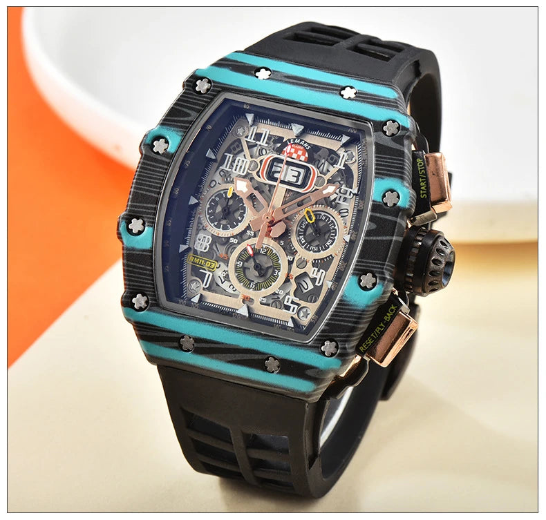 New generation sports hollow design business watch modern sports machinery wind quartz small three-disc craft watch