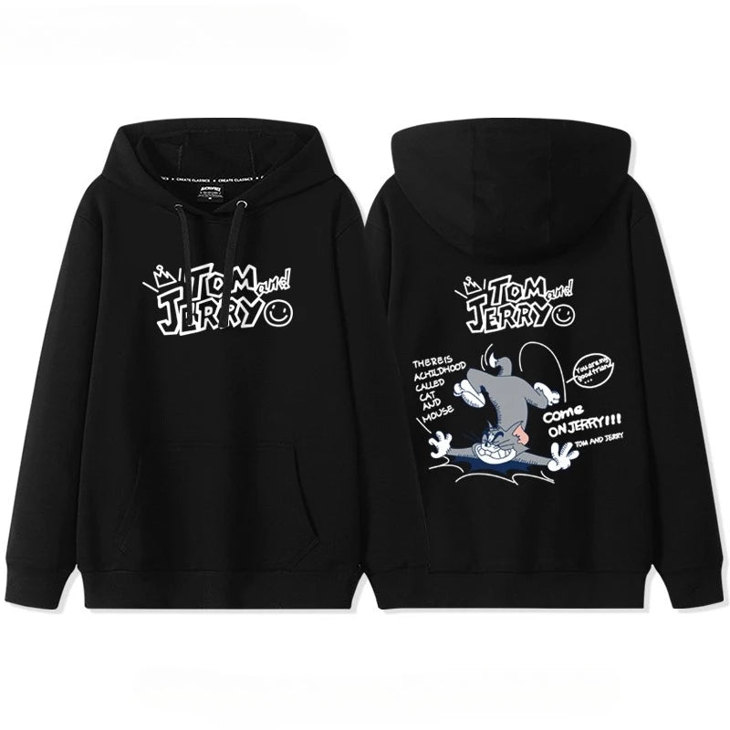 New hooded sweater for couples with Tom and Jerry print.