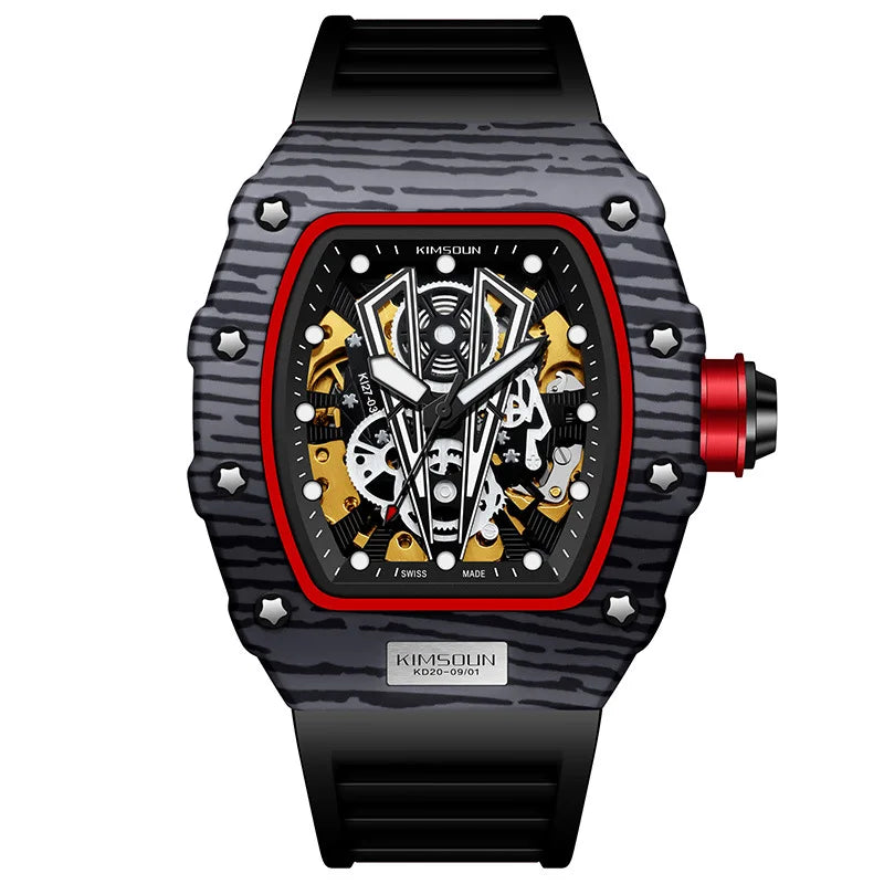 Fashion Design, Automatic Skeleton Sports Watch, Stylish Men's Mechanical Timepiece, Mechanical Watch for Men