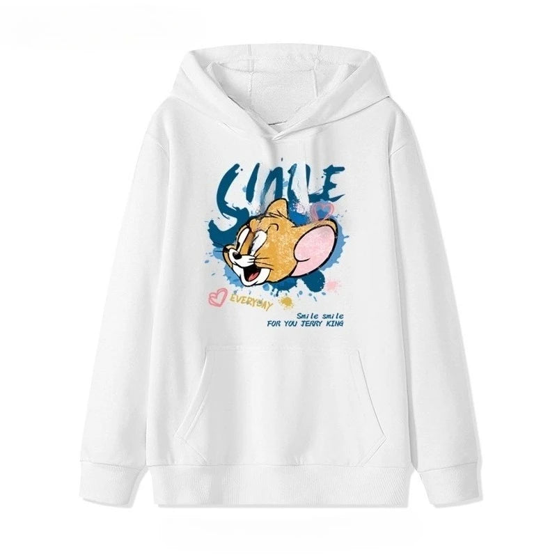 New hooded sweater for couples with Tom and Jerry print.