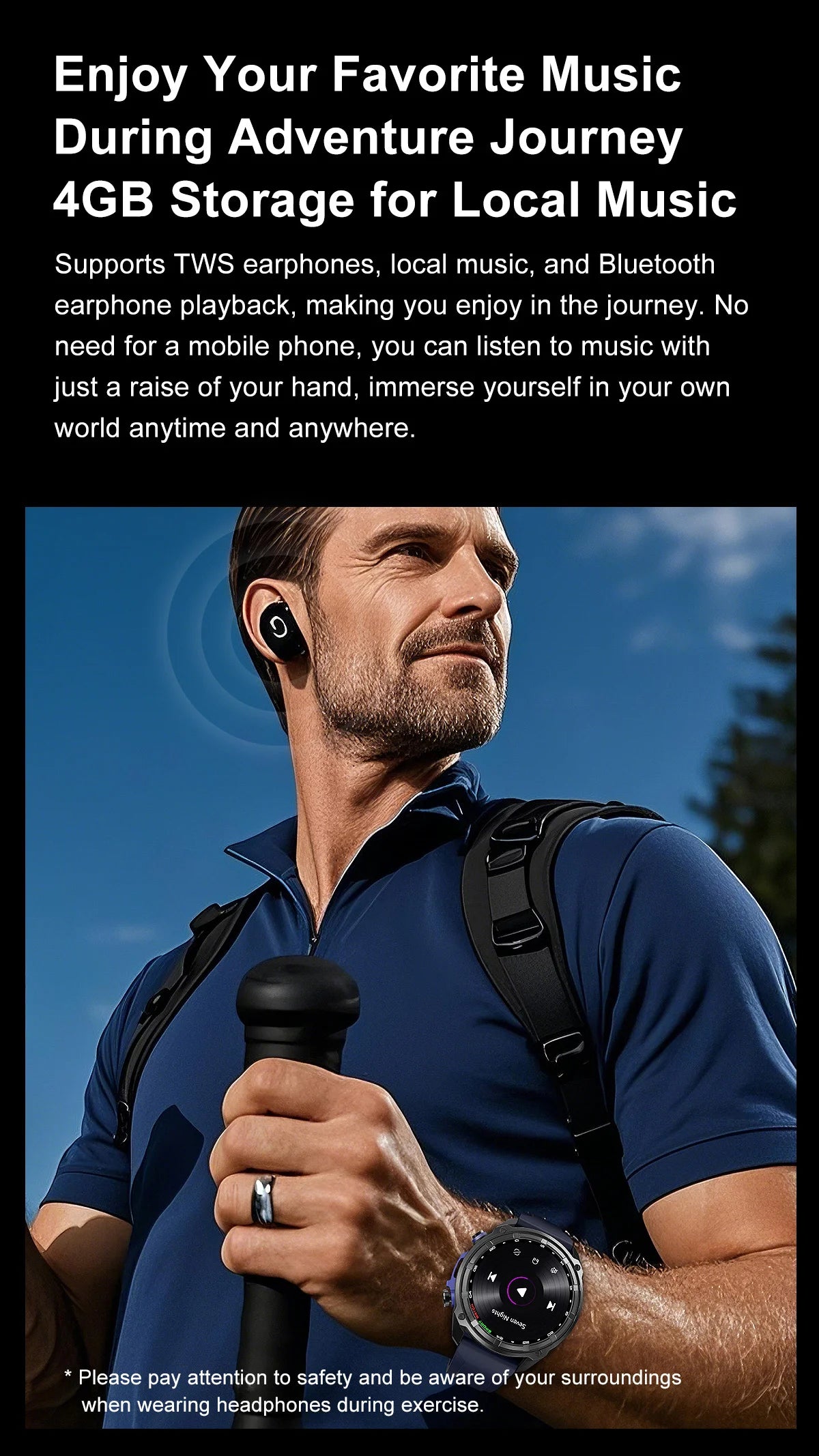 GPS Offline Map 1000mAh Battery Smart Watch Built in Swim 200+ Sports Clock 10ATM Waterproof 4GB Outdoors Military Watches